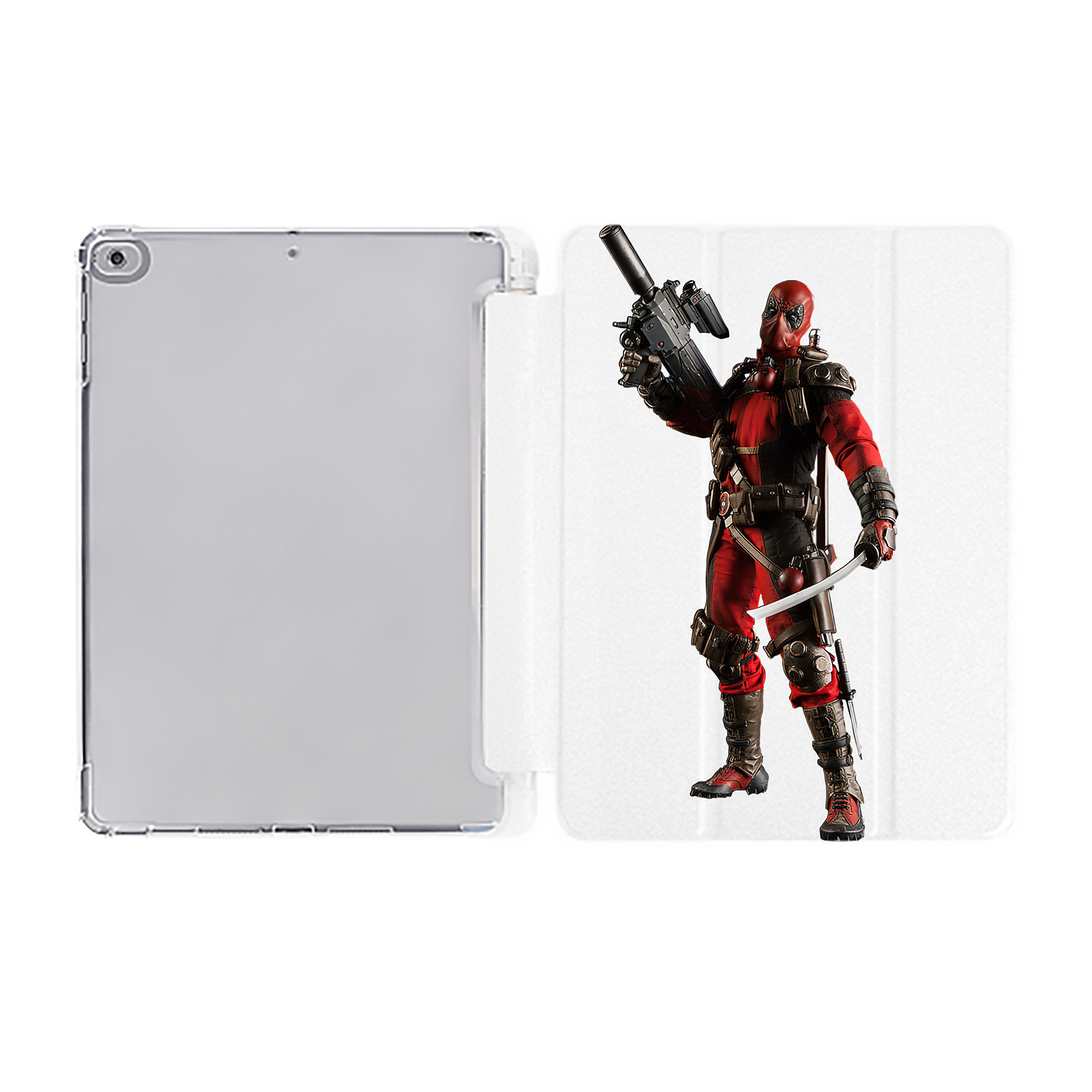（画像用） Deadpool デッドプール IPad ケース ペン収納付き 三つ折りスタンド PUレザー×シリコン 対応機種9.5/10.5/10.9インチ